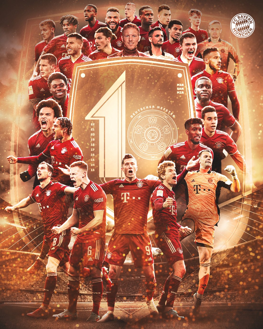 Bayern Munich on Twitter: "A record-setting TEN Bundesliga titles in a row 🏆🤩 #MISS10N #MiaSanMeister https://t.co/j1GFEdTR3J" / Twitter