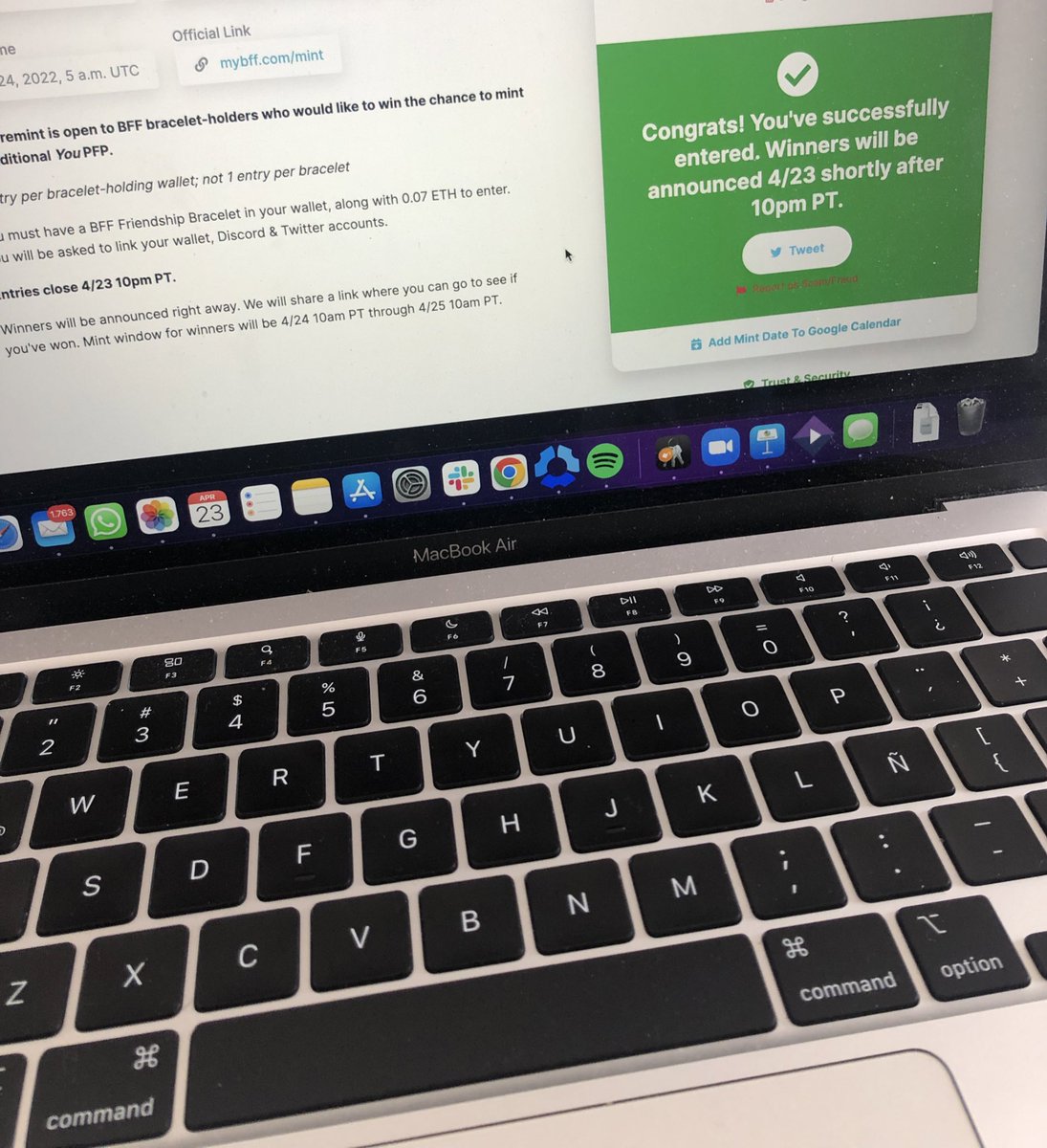 Hoping to mint my second <a href="/MyBFF/">BFF 🌈</a> ! Fingers crossed 🤞