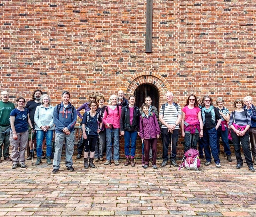 ExeterCathedral's tweet photo. Today 28 people joined St Boniface Way in a Day pilgrimage, from Crediton to Exeter. We prayed, talked, walked, laughed, and enjoyed. Thanks to all who gave us a warm welcome on the road. #Pilgrimage #DevonPilgrim. https://t.co/yFkk2AoubQ