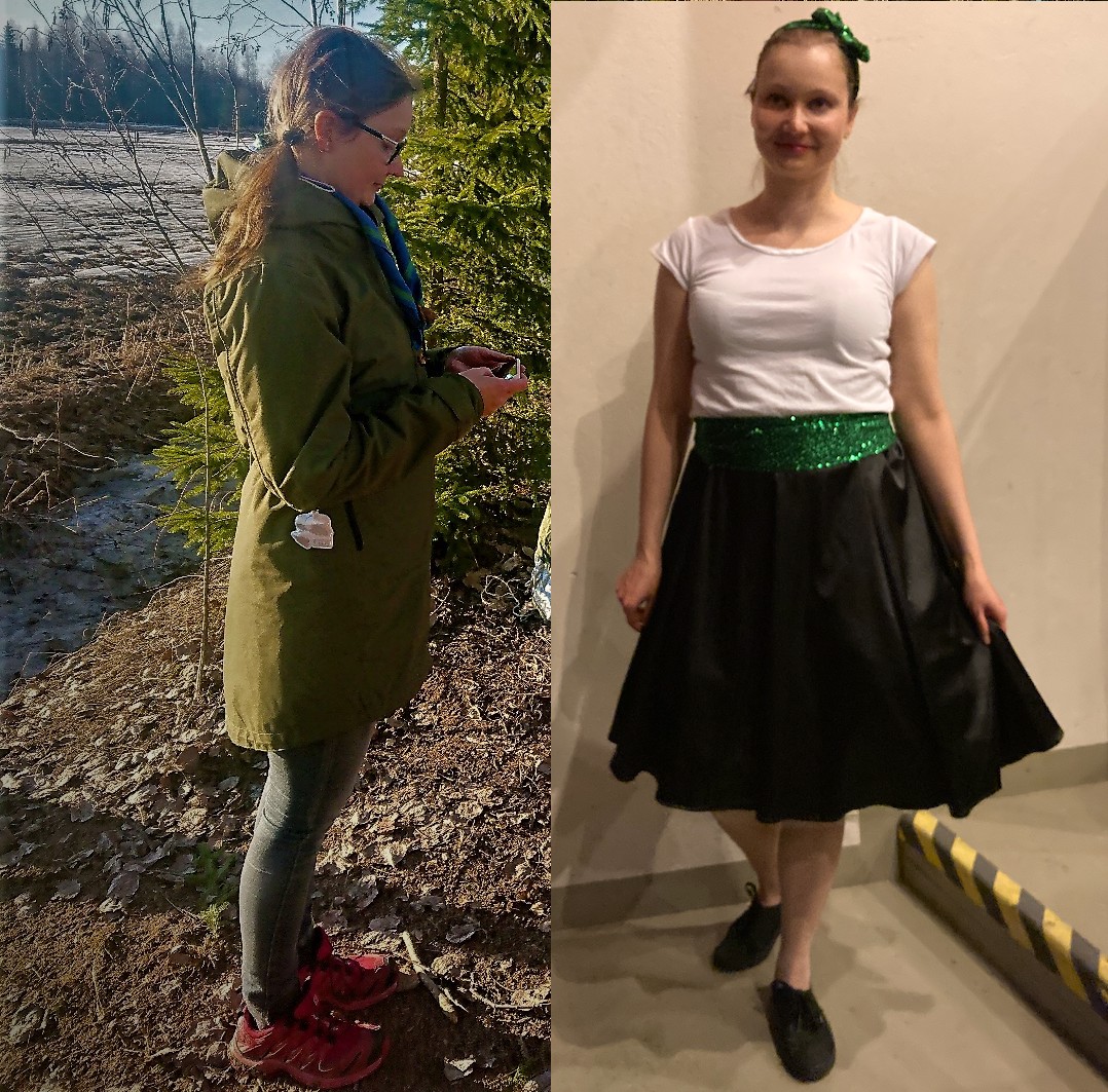 Partiolaiset on haastettu näyttämään somessa partion lisäksi jokin toinen puoli itsestään. Minulle partio on sekä työ että harrastus. Kuvissa minä partiolippukuntani Elimäen Metsäsusien tapahtumassa ja Kotkan tanssiyhdistys Moven näytöksessä.
#partioscout #partioviikko