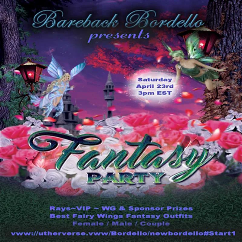 UVClassicEvents's tweet photo. 🍄 Fantasy Party 🍄 @ Bareback Bordello

🧚‍♀️ Best Wings / Outfit 🧚‍♂️
💰 VIP • Rays • WG &amp; Sponsor Prizes 💰

Tunes by DJ HoneyRyder
Hosted by TicKles

https://t.co/4llUm581Jd
Not a member yet? https://t.co/SVQB7iF0be

#AdultGame #OnlineDating #AdultWorld #VirtualEvent https://t.co/qn4AlM5kSt
