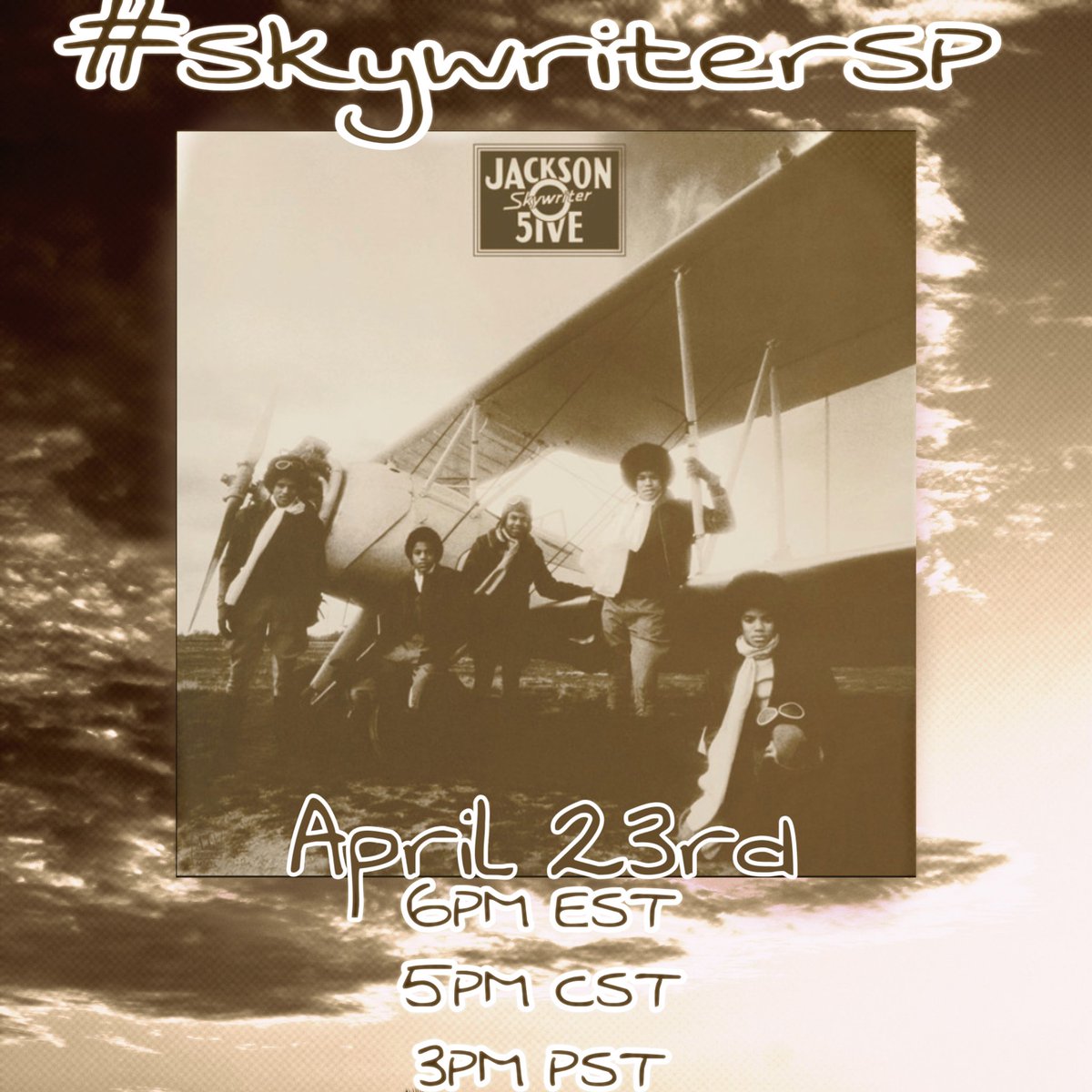 MJsCommittee's tweet image. SKYWRITER STREAMING PARTY🤍🛩

TODAY!!!!
6PM EST 
5PM CST
3PM PST

You don’t wanna miss it😉!!! #SkywriterSP #MichaelJackson #KingofPop #MJ #Jackson5
