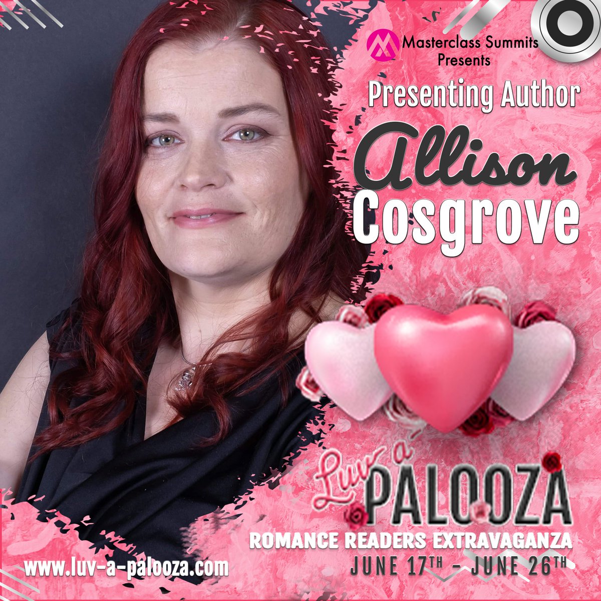 MC_Summits's tweet photo. Luv-a-Palooza 
Romance Readers Extravaganza

June 17th -26th

Allison Cosgrove is one of the Presenting Authors

Tickets &amp; Space still available
https://t.co/tjXGCnSuuC https://t.co/3FtdnHBSzH