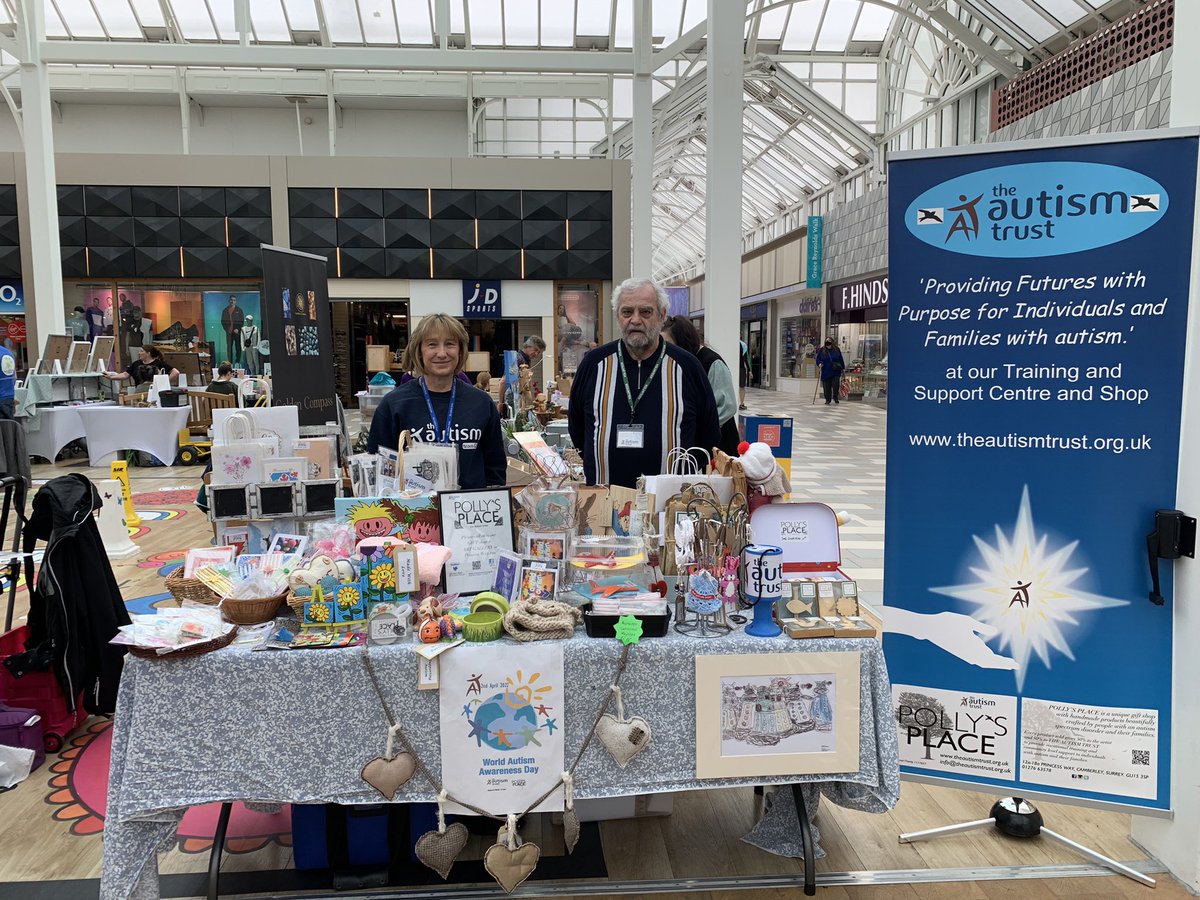 Pollys_Place's tweet photo. Our training centre at Polly’s Place in Camberley,The Autism Trust charity sells unique handcrafted gifts,cards and artwork made by people with autism,their family &amp; supporters from all over the world. Come and see us at our table in the Square. We would love to see you! https://t.co/UBSZbinhZd