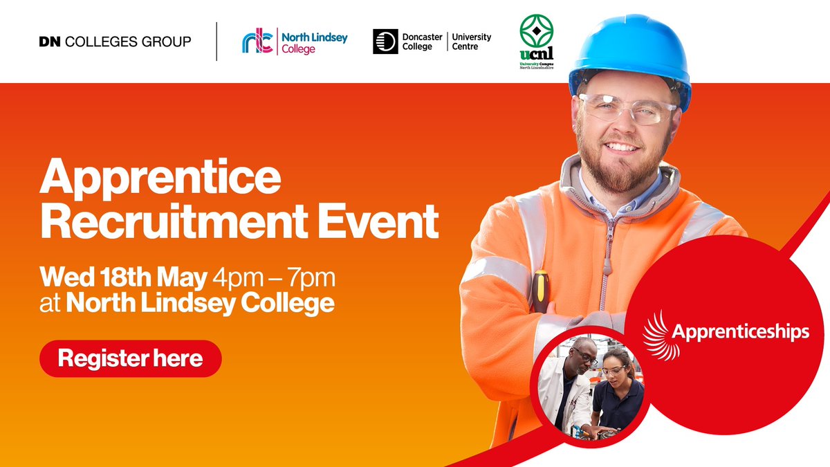 #Apprentice Recruitment Event taking place at North Lindsey College. Register here to attend - orlo.uk/EJ43S