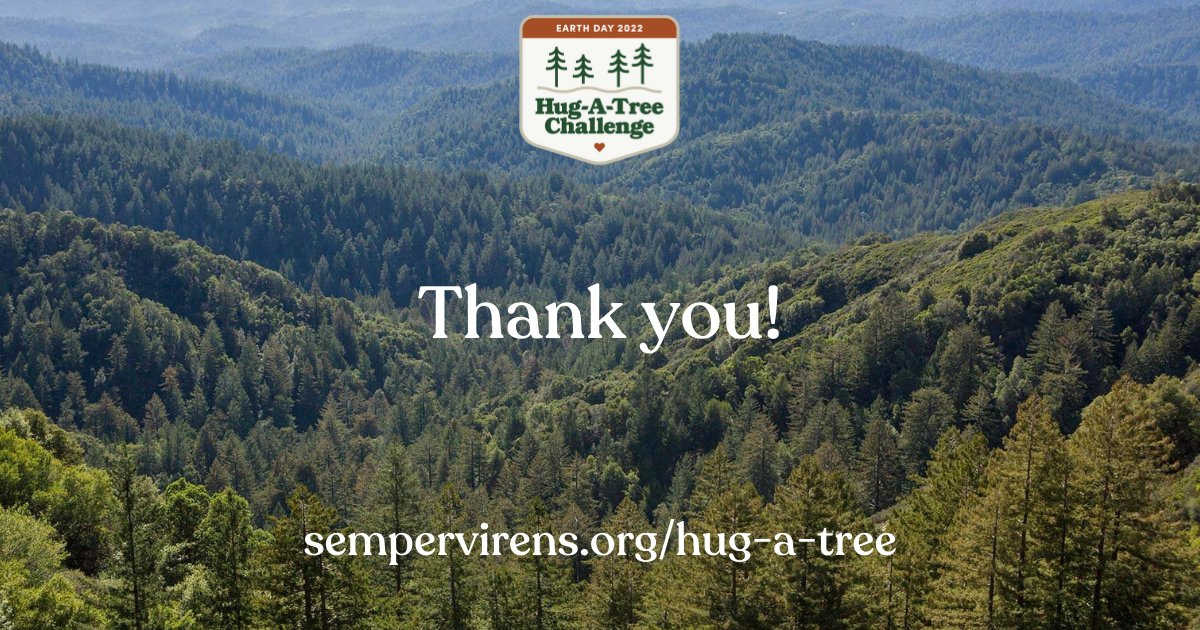 SempervirensFnd's tweet photo. Thank you! For an hour yesterday, people all over the world celebrated #EarthDay, nature, and trees, joining the #HugATreeChallenge, presented by @REI and sponsored by @AllTrails. We are still tallying results for the GUINNESS WORLD RECORDS®attempt. Watch this space for updates! https://t.co/v1gFazvDIB