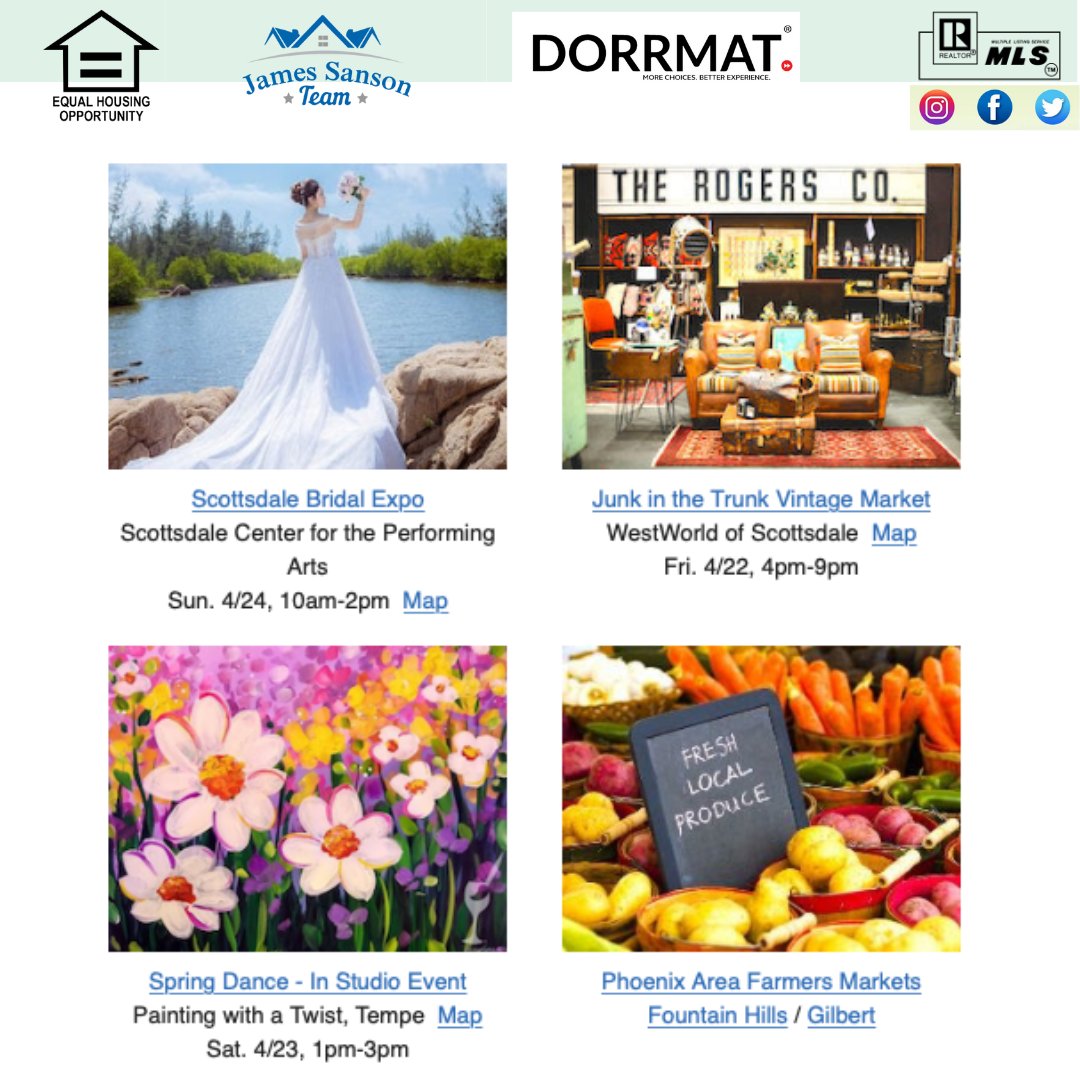 Fun weekend!

More information: bit.ly/SeeHomeInAZ 

#DORRMAT
#equalhousingcompany
#thejamessansonteam
#seehomesinaz
#weekend
#happenings
#arizona
#az