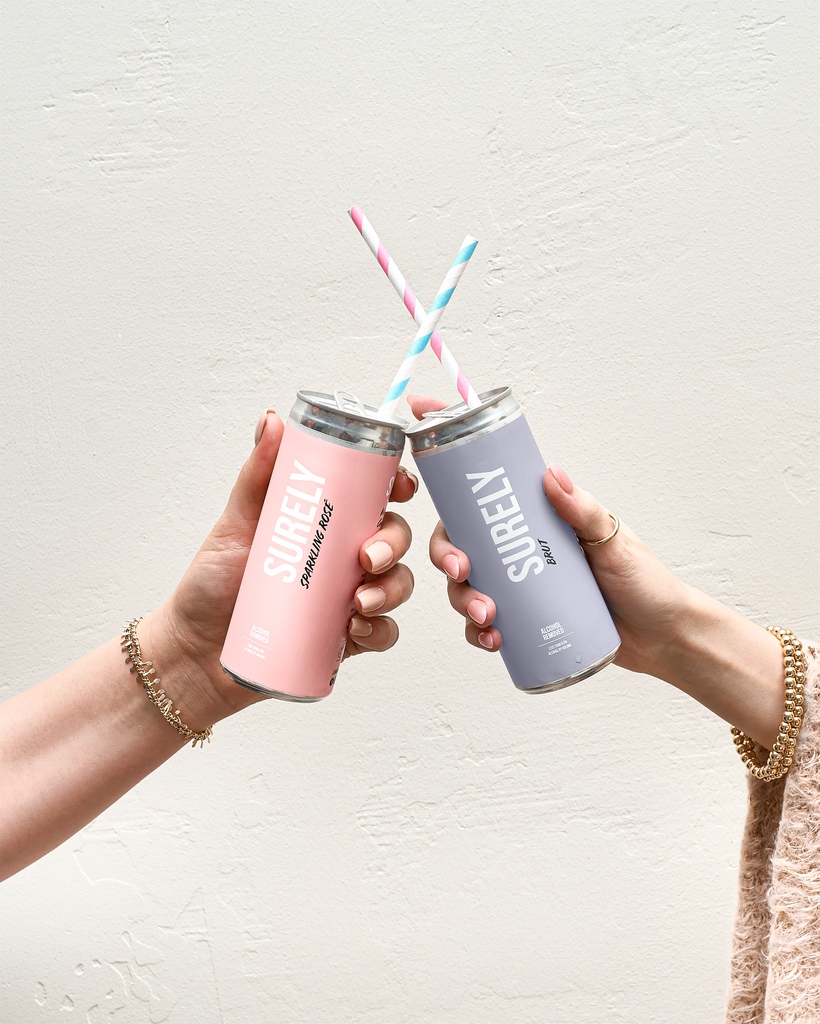 Our same delicious flavor and those beautiful little bubbles, to-go. All the same benefits of choosing a non-alcoholic option but in a cool little can. 💕#drinksurely #surelycans