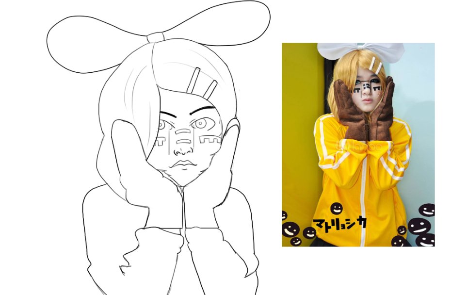 0live0OiI's tweet photo. idk who that cosplayer is but I hope they don't mind getting drawn lmao

#rin_kagaine #kagamine_rin #my_drawing 
#vocaloid #drawing https://t.co/ZqU8yrnFSg