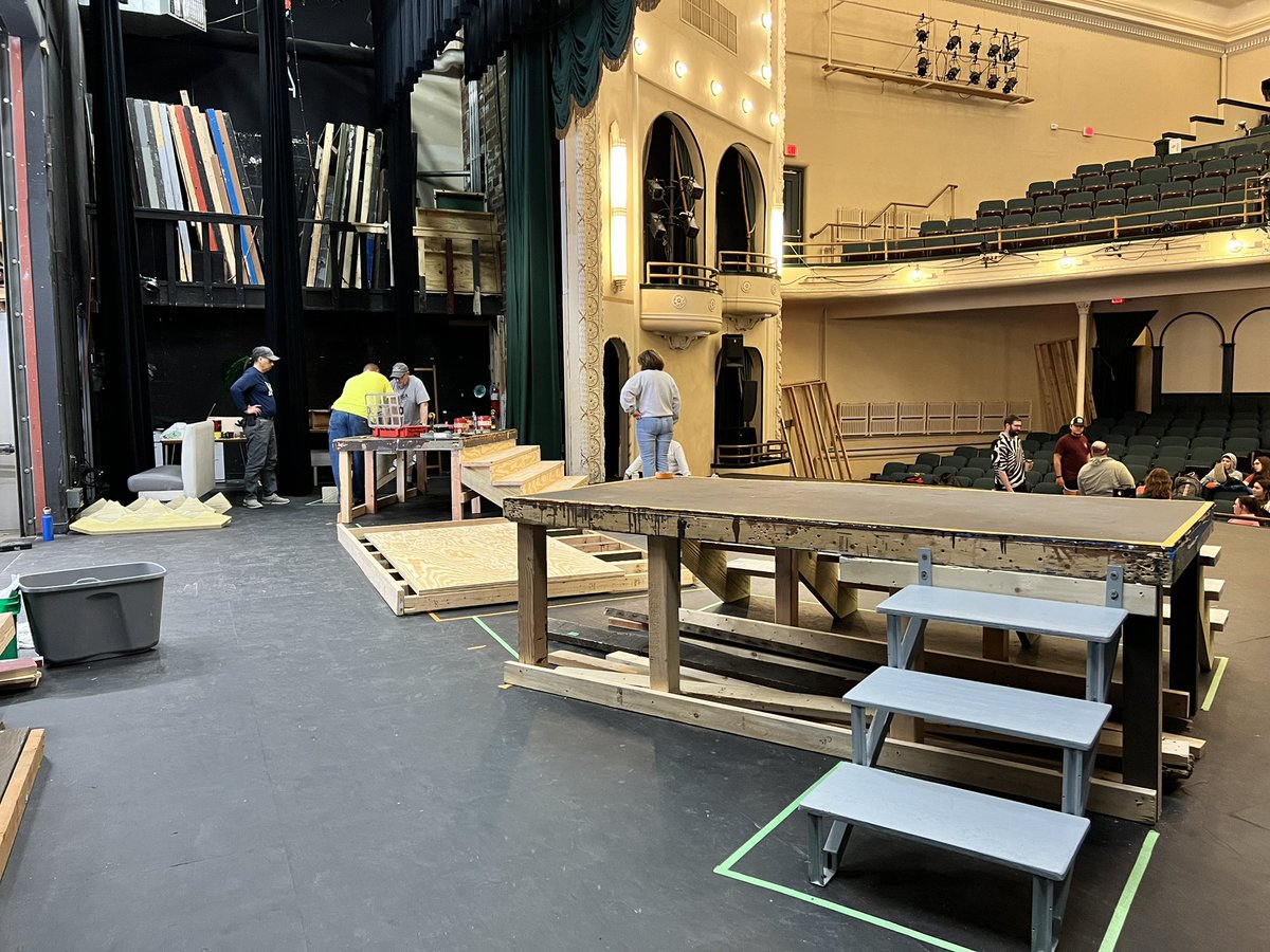 sharonsgallen's tweet photo. Construction is under way for Grease The Musical at the Oster Regent. Cedar Falls. @TheatreColumbus https://t.co/r2zdOw7BIO