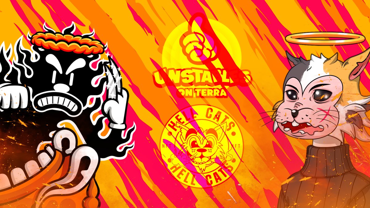 We're thrilled to announce our collaboration with <a href="/HellCatsNFT/">HellCats 🔴</a> 

To celebrate we're giving away 10 WL Spots for our upcoming Aliens of Luna collection.

1️⃣ Follow <a href="/HellCatsNFT/">HellCats 🔴</a> 😾 + @UnstablesTerra 👽
2️⃣ Like + RT + Tag a friend

Winners drawn Monday 25th 07:00 PM UTC