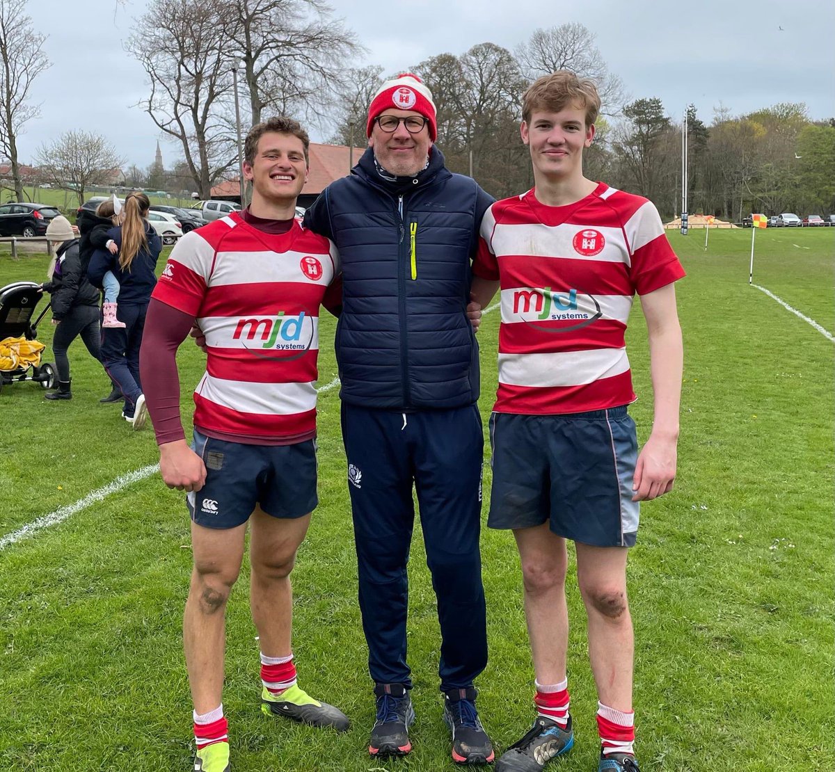 RoundSquareHse's tweet image. Well done to Rudolf (RS) and Calum (B) for their first season in senior rugby. It was the last competitive action of the season for them at Moray RFC with a 10s tournament over in Banff. A big jump up to adult Rugby this year - great effort.
