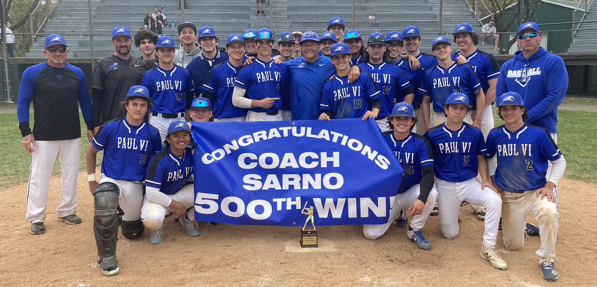 Kevin Minnick ⚾️🐶⚾️🐶⚾️ (@kminnicksports) on Twitter photo PVI coach Gary Sarno is just the eighth coach in South Jersey history to join the 500-win club.
<a href="/SouthCoaches/">South Jersey Baseball Coaches Assocation</a> @PVI_Athletics <a href="/WDHS_Baseball/">WEST DEPTFORD BASEBALL</a> <a href="/WDHSAthletics/">WDHS Athletics</a> PVI coach Gary Sarno is just the eighth coach in South Jersey history to join the 500-win club.
<a href="/SouthCoaches/">South Jersey Baseball Coaches Assocation</a> @PVI_Athletics <a href="/WDHS_Baseball/">WEST DEPTFORD BASEBALL</a> <a href="/WDHSAthletics/">WDHS Athletics</a>