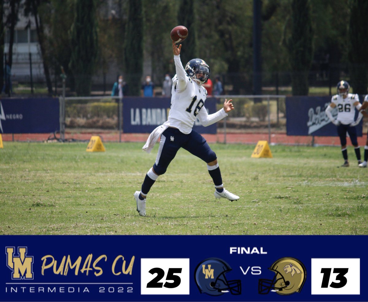 PumasCU_fba's tweet photo. 🏈Marcador final 
👉🏼Pumas CU vs Pumas Acatlán 
#Intermedia 2022 #PumasLaVida #SoyDeporteUNAM https://t.co/IQKLchn43g