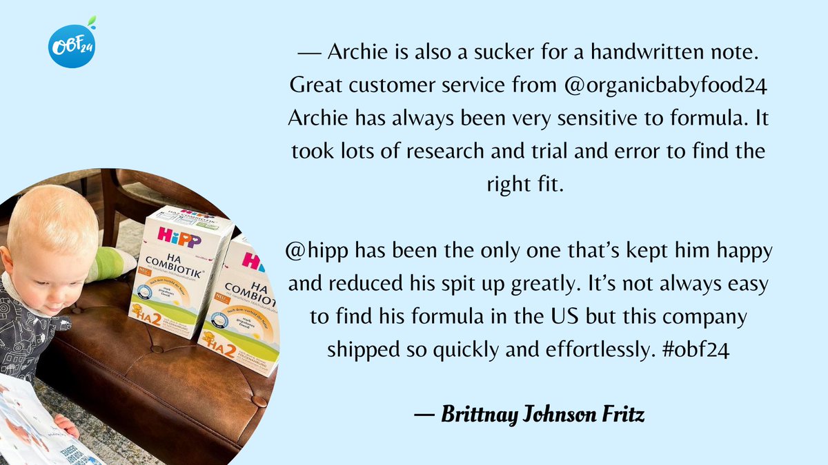 ⭐😍Customer Review😍⭐⁠
⁠
It's great to hear great feedback from customers both on our website and through our social media accounts. Just like what we receive from Brittnay Johnson Fritz from Michigan.

#OrganicBabyFormula
#EuropeanBabyFormula
#OBF24⁠