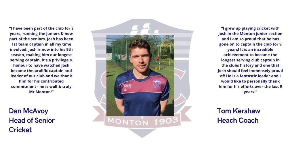 MontonCC's tweet photo. Today was the start of the 9th season of @JoshLenihan’s captaincy of the first team, making him the longest serving captain in the clubs history! What an incredible accolade for our club captain! Both Dan McAvoy and @tomk26 have paid tribute to this achievement 📸 https://t.co/G6VixIw76W