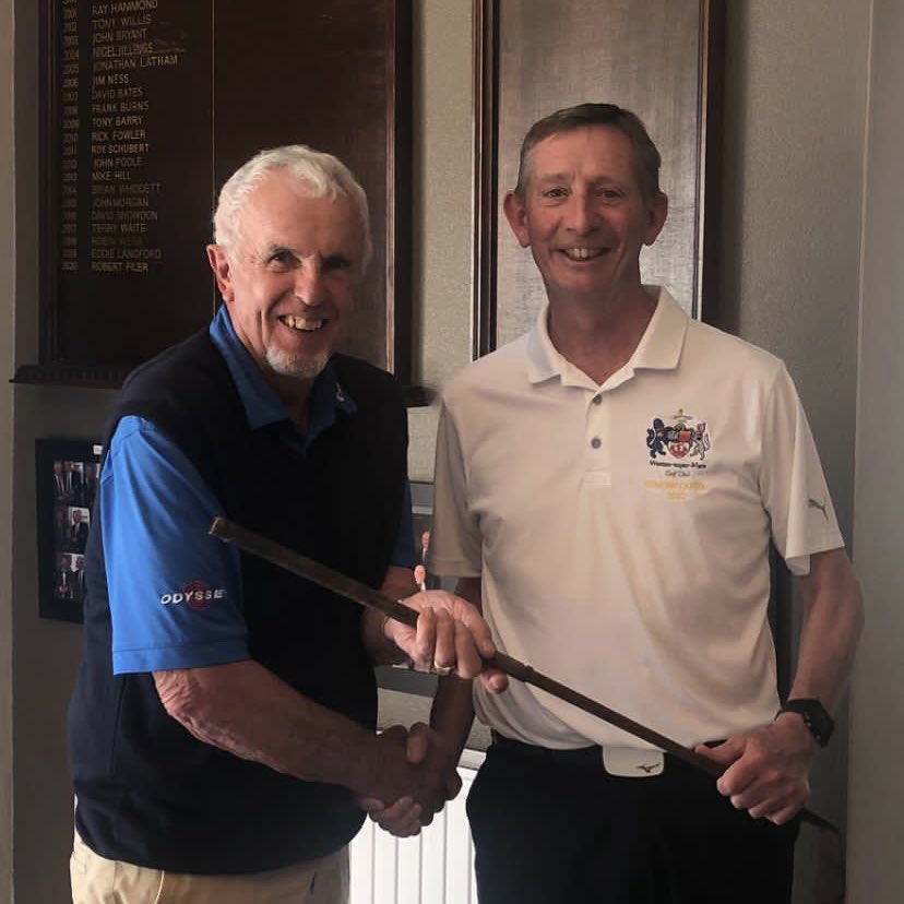 The inaugural Over 70’s v Under 70’s matchplay competition was held at WSM Golf Club on Thursday. The photo shows over 70's captain Ron Kelley presenting the Seniors and under 70's captain John Whitewood with the trophy. #linksgolf #alistermackenzie #westonsupermaregolfclub
