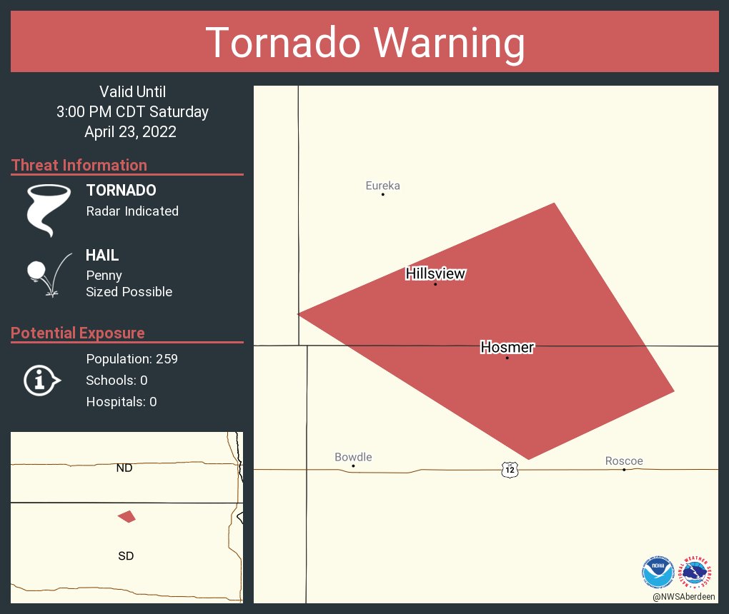 NWS Tornado on Twitter "Tornado Warning continues for Hosmer SD