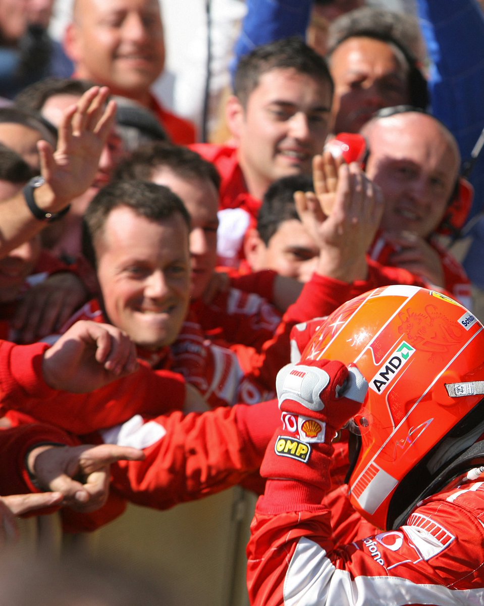schumacher's tweet photo. Red celebration: beautiful memories ahead of the @F1 GP in Imola tomorrow.
#OTD in 2006, Michael wins the Imola GP. It was the last time that a Ferrari won in Imola – until tomorrow? @ScuderiaFerrari #TeamMichael #KeepFighting
Pics by DAMIEN MEYER and FILIPPO MONTEFORTE / AFP https://t.co/cOC1zZaCgu