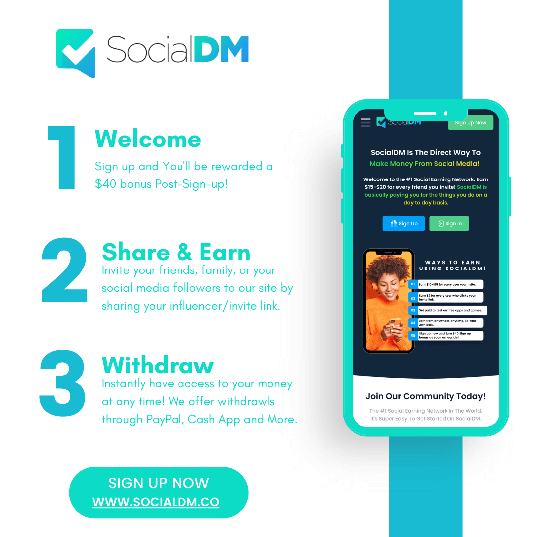 MissBiTChEE's tweet photo. SocialDM let's you earn $500 daily. I earned $358 today! You get paid for testing apps, voicing your opinion and posting on social media. Signup now for a $40 bonus! https://t.co/DkF8Qj9pDf #SocialDM #jointhewave #trending https://t.co/ZIOozrEhdl