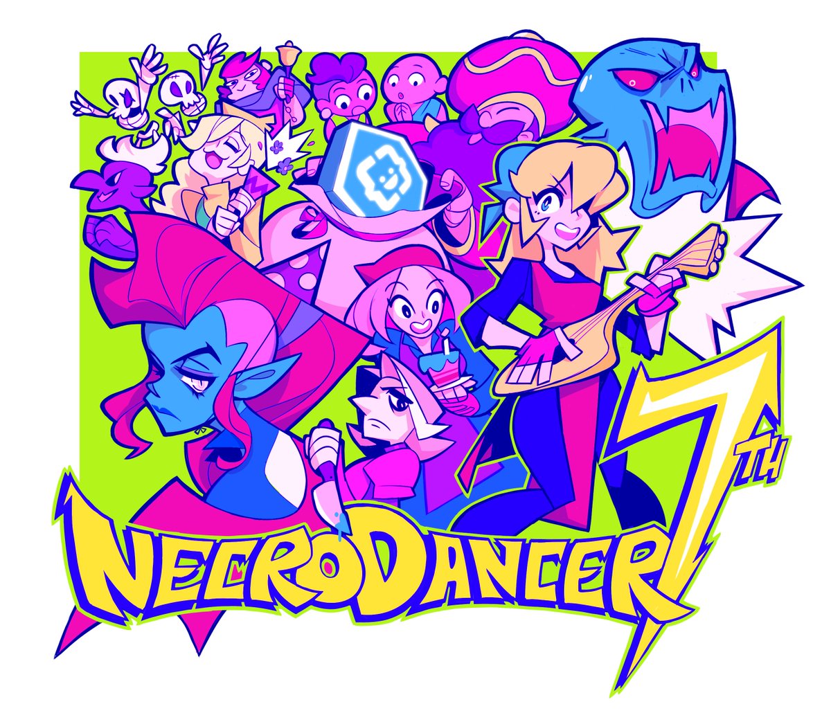 NecroDancerGame's tweet photo. Happy 7th NecroDanciversary! Thanks for jamming with us all these years.

...And for many more years to come. We can't say too much right now, but this is going to be a big year for NecroDancer fans 🤫 https://t.co/NX4OPn7TPI