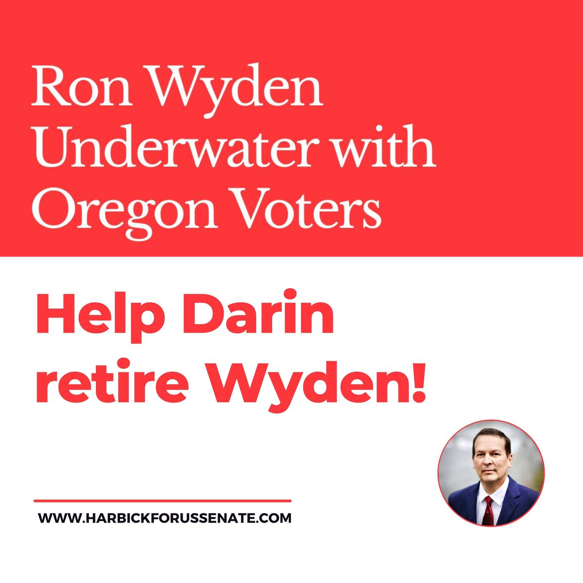 DarinHarbickOre's tweet photo. “Ron Wyden Underwater with Oregon Voters”
https://t.co/gUCdL12pRk
HELP DARIN RETIRE WYDEN!
https://t.co/daRcNriMPY
#harbickforussenate #harbickforussenate2022 #Harbick2022 #teamharbick #anewpathfororegon #oregon2022 #whereswyden #usa https://t.co/qM5i13qmEZ