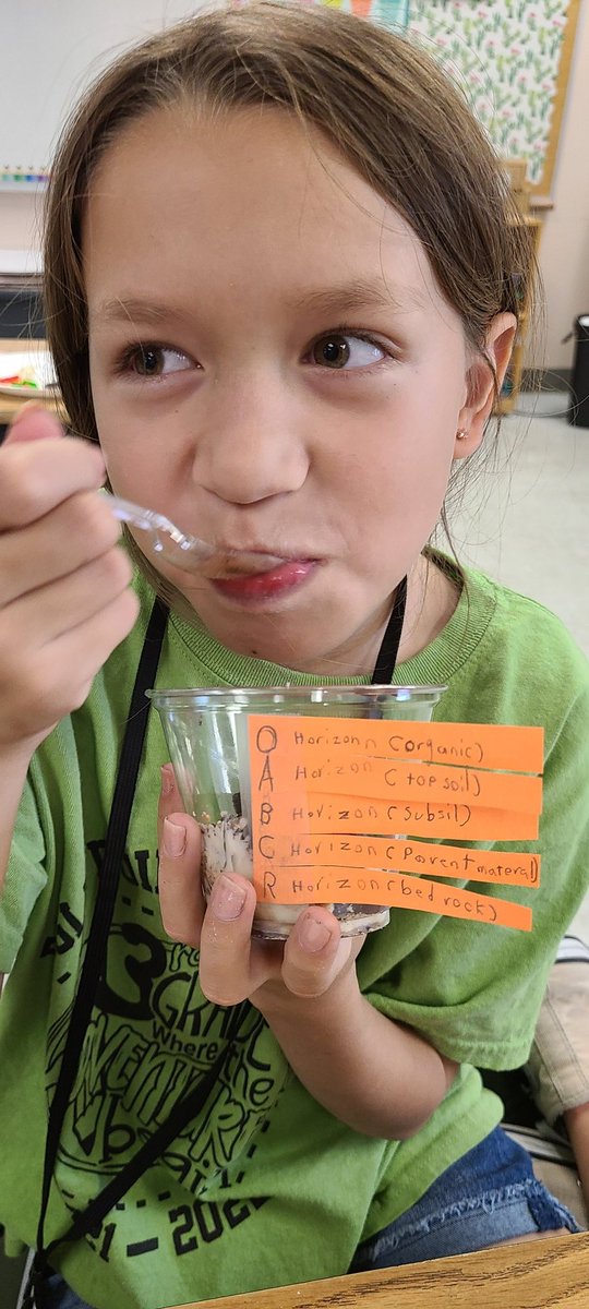 MISSEDUC8OR's tweet photo. EDIBLE SOIL:: students learned about the layers of soil and its functions. As a culminating activity, they digged into a yummy cup of soil. #bedrock #parentmaterial #substitute #topsoil #humus #Science #EarthDay2022 #iteachTHIRD @EaglePointElem @browardschools https://t.co/rPatRgeSlb