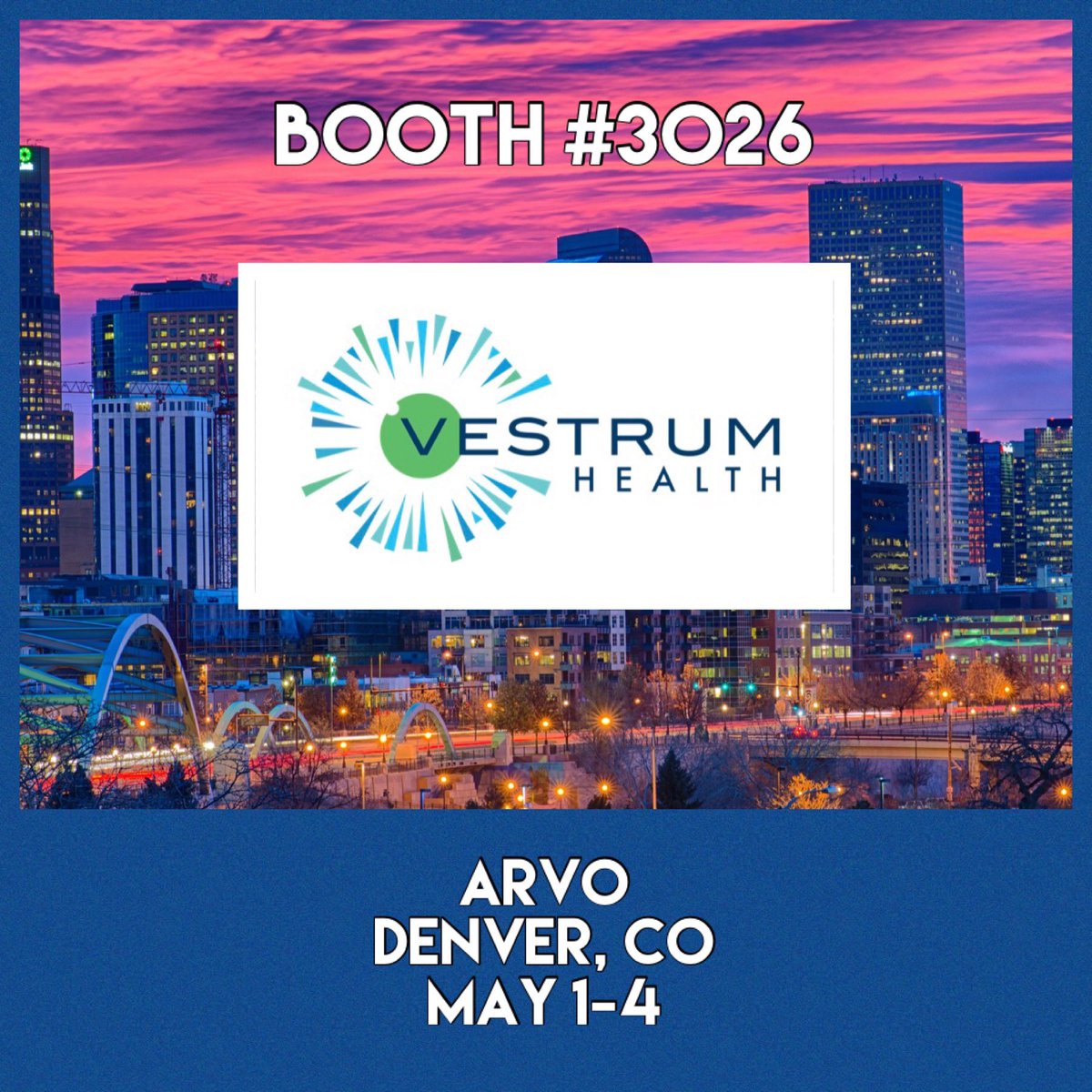 VestrumHealth's tweet photo. Our clinical trials team looks forward to seeing you in Denver!

Come talk with Director Sarah Hines and Project Manager Lisa Williams to learn how Vestrum accelerates patient recruitment for retina trials. https://t.co/bzTeYYYLxr