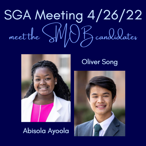 Hope to see you all at our SGA meeting this Tuesday, all are welcome! Meeting the Student Member candidates is a great way to prepare to cast an educated vote and share your voice :)