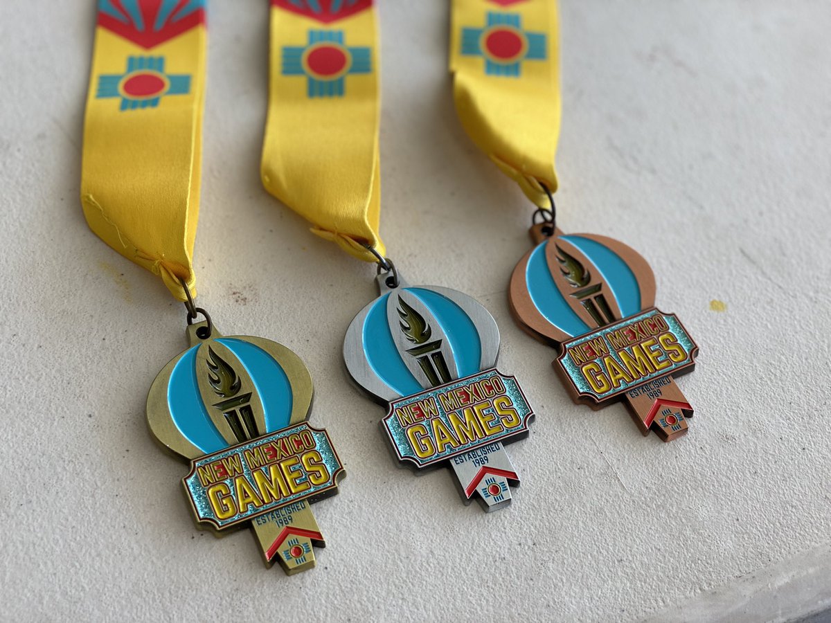 NewMexicoGames1's tweet photo. Our 2022 medals are here! 🥇🥈🥉 Check ‘em out! These are #NewMexicoTrue!!! 

#nmgames #go4gold #newmexico https://t.co/Brr1l2Mohg
