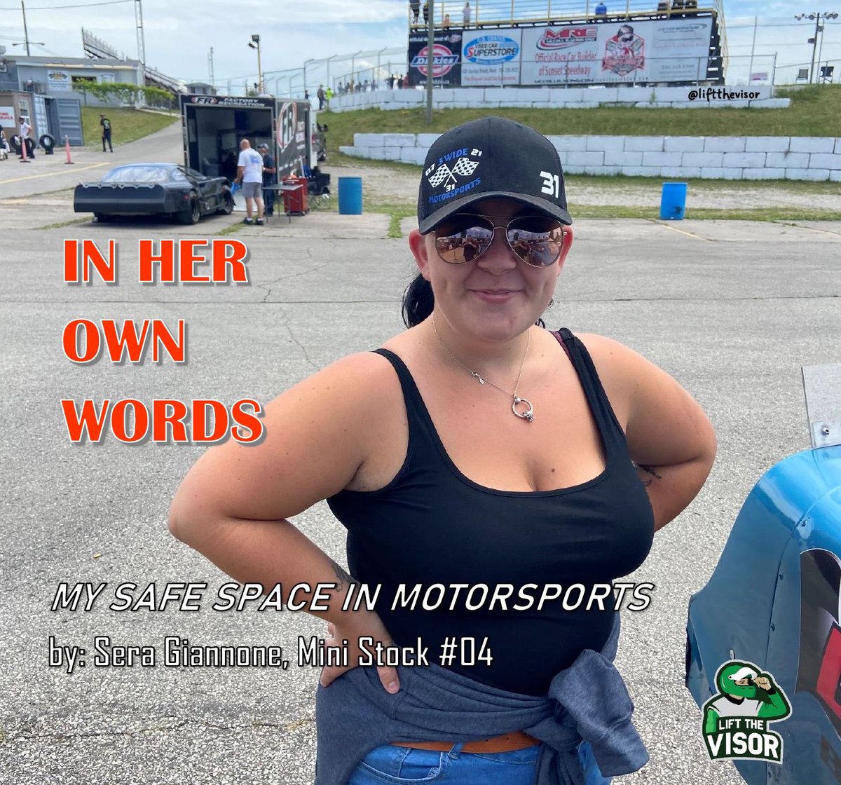 liftthevisor's tweet photo. When Sera Giannone found racing last summer @Sunset_Speedway she finally felt what it was like to have a safe space.

She’s struggled with bi-polar and anxiety most of her life and shares more about her journey in the most recent post to our blog at https://t.co/CZCwbOwypx

💚🏁 https://t.co/mQn3zoGKEl