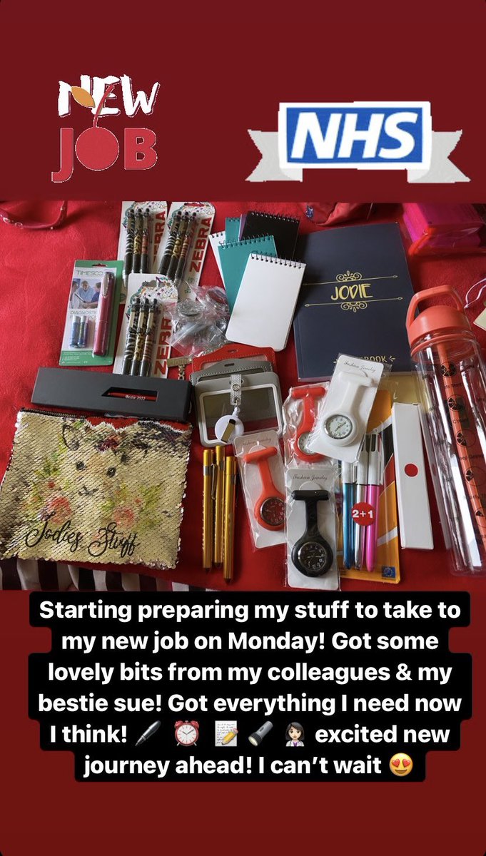 FunnellJodie's tweet photo. Preparing to start my new job on Monday! Excited and abit nervous but I’m sure I’ll be fine! Here’s to new beginnings 😁🖊🔦📝👩🏻‍⚕️ #nhs #majortrauma https://t.co/IBYAd1fYJo