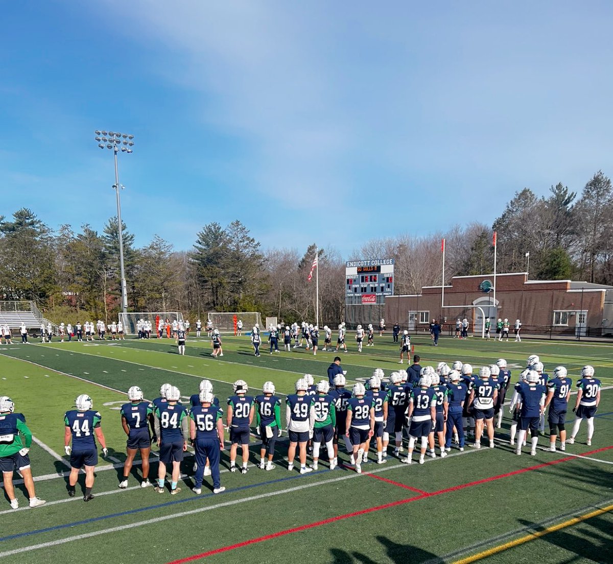 Had a great time today visiting <a href="/EndicottFB/">Endicott College Football</a> and watching the energy they brought to practice. Big thanks to <a href="/CoachPopino/">Matthew Popino</a> for the invite.