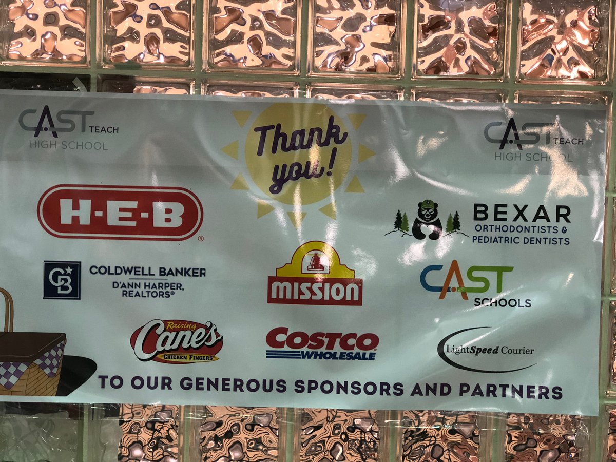 NISDCASTTeach's tweet photo. Our First Annual Welcome to the CAST Teach Family Picnic was a success because of our great sponsors! @HEB @raisingcanes @OfficalCostco @coldwellbanker and @MissionFoodsUS #SupportingFutureEducators https://t.co/Z94en3T7AO