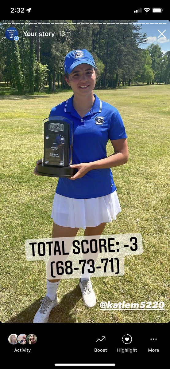 CreightonWGolf's tweet image. BIG EAST CHAMP! 

Congrats, @katlem5220.