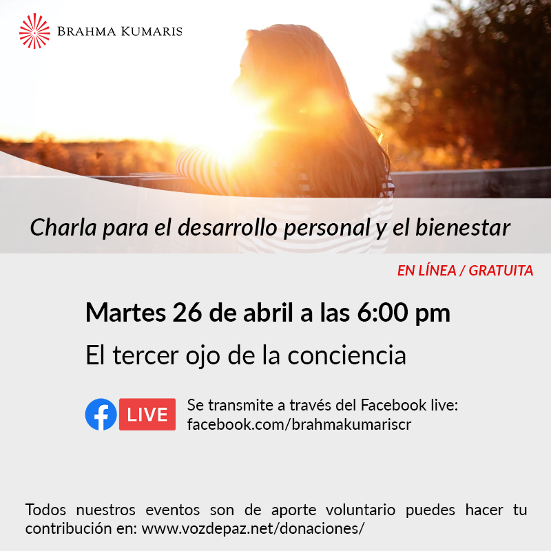 Brahmakumariscr's tweet photo. Les invitamos a conectarse hoy a la charla sobre "El tercer ojo de la conciencia"  💻📱
🔸Comparte🔸 Déjanos un  ❤️ 

#martesdecharla #tercerojo #conciencia #dondeestes
#bienestar #brahmakumaris  #conciencia  #espiritualidad #felicidad #meditacion #mensajespositivos https://t.co/mmBqUXipUz