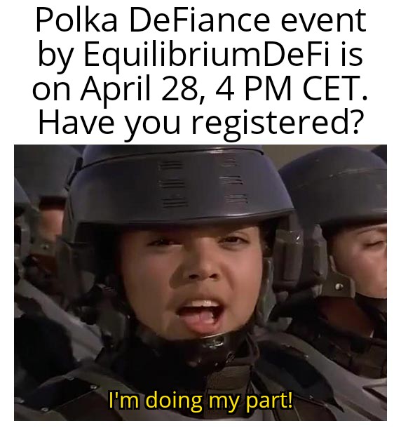 Lilian_mbagha's tweet photo. @WhaleEverything Everyone is talking about Polka DeFiance online event by @EquilibriumDeFi on April 28! Anticipate interesting topics and discussions by #DeFi Experts from Parity Technologies, Centrifuge, Bifrost, Polkadex and others! 
Register: https://t.co/V7qrBgRHOx
$EQ #eqdefi #Polkadot https://t.co/mCCaDyLVvA