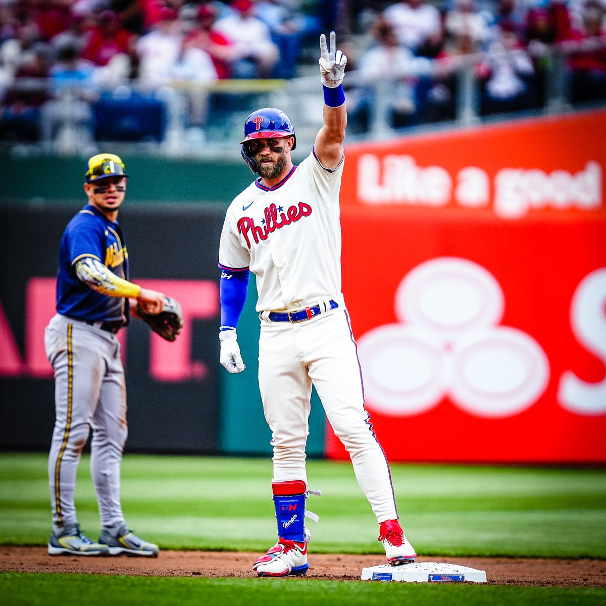 Phillies's tweet photo. Pair of doubles anyone? ✌️ https://t.co/YoguxWCv59