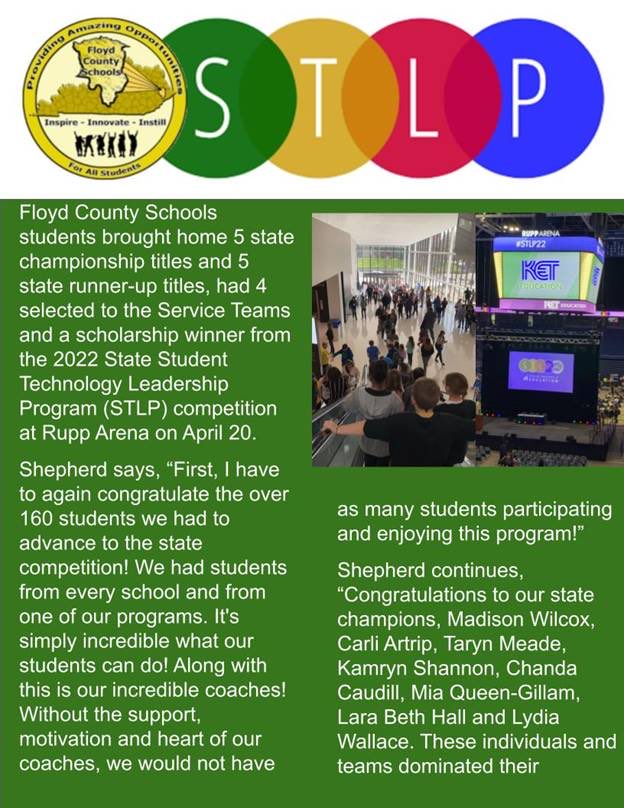 AnnaWShepherd's tweet photo. ⁦@STLPKentucky⁩ #STLP22 ⁦@SchoolsFloyd⁩ https://t.co/QjuoWFMjoW