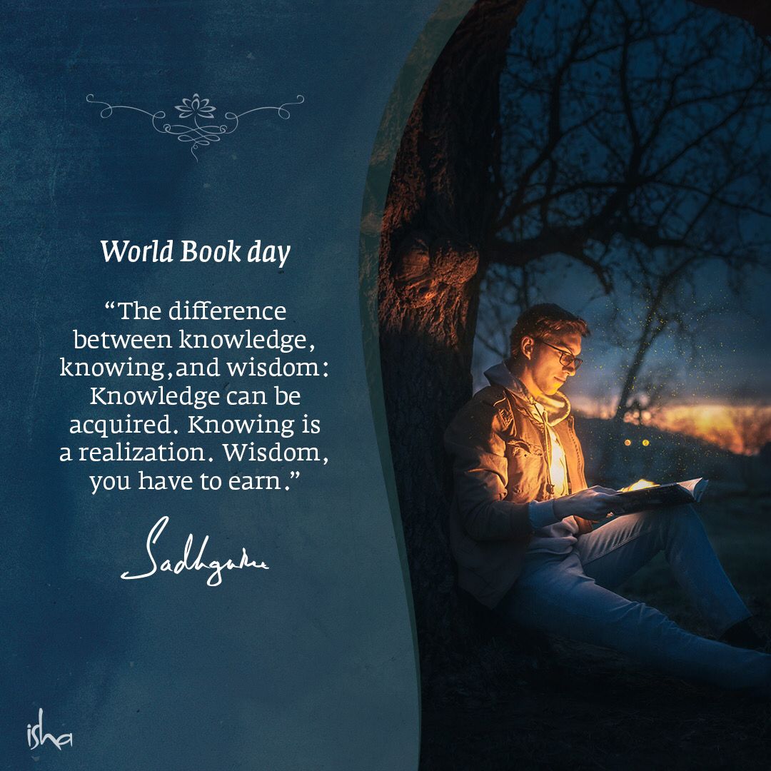 IshaEurope's tweet photo. Books give knowledge, but where do we find wisdom? Check out Sadhguru's article, and let us know what you think: https://t.co/osnrUKIQRv

#Sadhguru #BookDay #Books #Savesoil #Wisdom  #InnerEngineering #Yoga #Meditation #Health #Spirituality #Wellness #Knowledge https://t.co/LBwH3Sqwn2