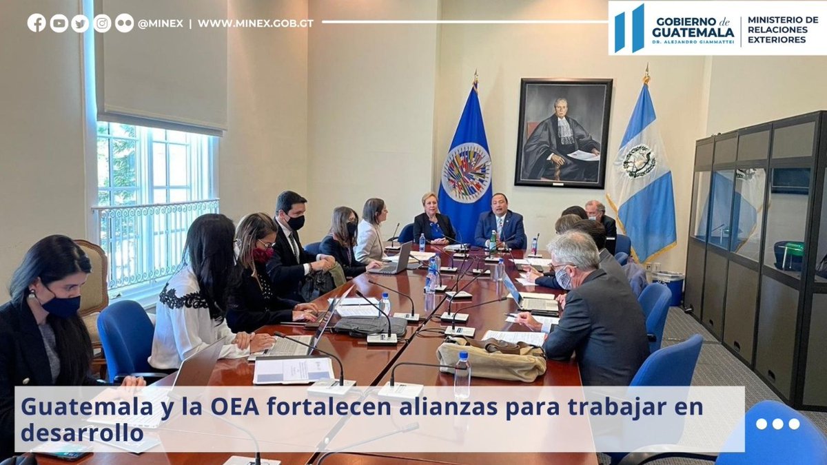 MinexGt's tweet photo. #CancillerGT @MarioBucaroGT se reunió con #SEDI @OEA_Desarrollo y #SADyE @OEA_Inclusion, para fortalecer alianzas estratégicas con ambas Secretarías, para profundizar esfuerzos para una 🇬🇹más competitiva, próspera e inclusiva.
Detalles #NotaDePrensa 📲 https://t.co/y3P0Kj79JK https://t.co/gm4cUR910s