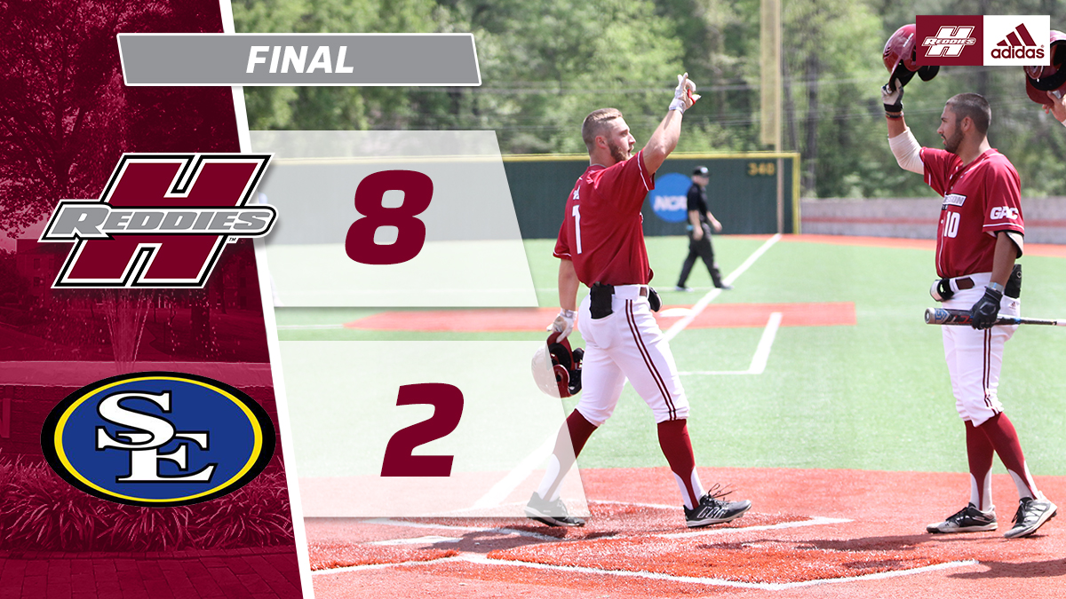 ReddieBaseball's tweet photo. 𝙍𝙀𝘿𝘿𝙄𝙀𝙎 𝙒𝙄𝙉!

Henderson State scores eight unanswered runs in the first game on Saturday to clinch the series with an 8-2 victory!

@brysonhaskins hit a couple 💣 and @Bringer0fRain21 tied the school record with his 15th home run this year! 😤

#NoMereBeast https://t.co/NIg2VKiqaB