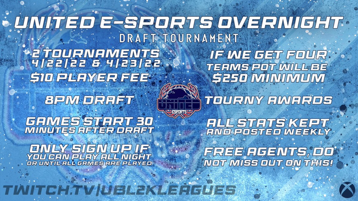 I always do my best to be creative and never follow other leagues. But sometimes good ideas can’t go unnoticed. I won’t be doing over night byot tournaments but I am introducing over night draft tournaments! Starting tonight will be the first one with my partners at <a href="/uesleagues/">𝗨𝗡𝗜𝗧𝗘𝗗 𝗘𝗦𝗣𝗢𝗥𝗧𝗦</a>!