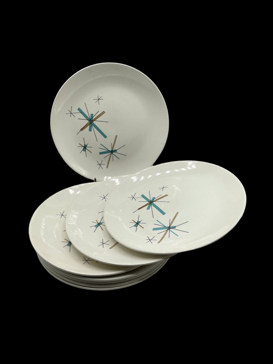 MerrilyVerilyVi's tweet photo. #1960s Mid Century Atomic Plates, Salem North Star Pattern, Discontinued, Set of Eight Dinner Plates, Turquoise Tan #Starburst, Retro Dishes #housewarming #midcenturyplates #atomicdinnerware #salemnorthstar #1960splates https://t.co/7BhQMzhd8W https://t.co/EvDKtgb2td