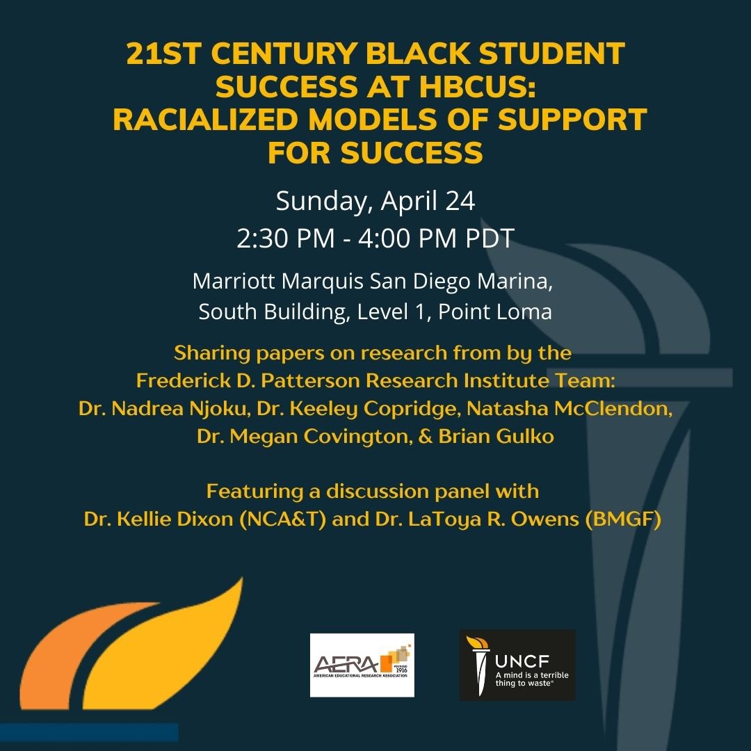 If you’re at #AERA22 please join the <a href="/FDPRI/">FDPRI</a> team, special guests, and I for our session on Black student success at HBCUs #HBCUEffect 

Sun April 24 from 2:30-4pm Point Loma