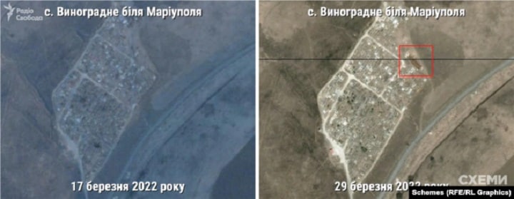 nexta_tv's tweet image. Another mass grave was found near #Mariupol - near cemetery of the occupied village of Vinogradne, which is 5 kilometers from the city. 

According to the city authorities, at least a 1000 people may be buried there.