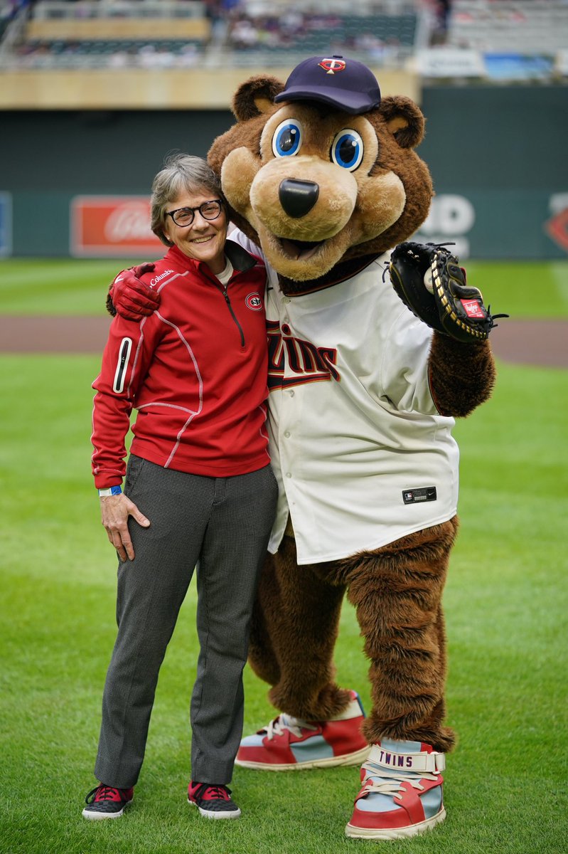 stcloudstate's tweet photo. A perfect strike! 

St. Cloud State President @DrRobbynWacker threw out the ceremonial first pitch before SCSU Day at the Minnesota @Twins game on April 23. 

(📸: Minnesota Twins) https://t.co/WZyIOgIMe9
