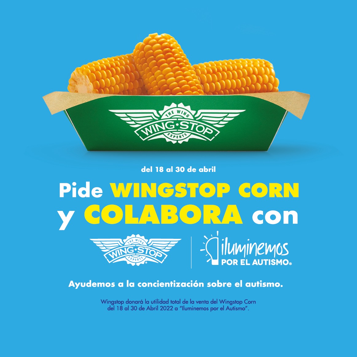 iluminemos_org's tweet photo. 🌽 ¿Aún no sabes en dónde comer? 🌽
💚🤍 @WingstopMexico se suma a #abrilmesdelautismo, por cada #wingstopcorn que compres se donarán las ganancias a #IluminemosporelAutismo
🗓️ Pídelos del 18 al 30 de abril https://t.co/wU4gU0mn5y