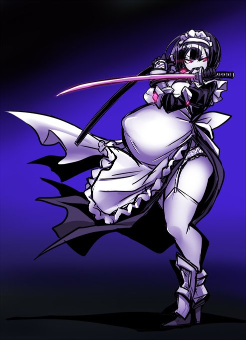 かっこいい立ちポーズのバトル妊婦 