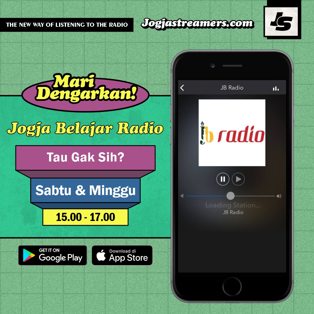 jogjastreamers's tweet photo. Ini adalah program spesial, menarik dan informatif dari #JogjaBelajarRadio yang siap menemani weekend Anda! "Tau Gak Sih?" setiap Sabtu &amp; Minggu pukul 15.00 WIB. 

Anda bisa mendengarkan JB Radio dari mana saja lewat streaming di https://t.co/VubW7ujtHn ya!
#InfoJogja #RadioJogja https://t.co/AdPkUhPuQC